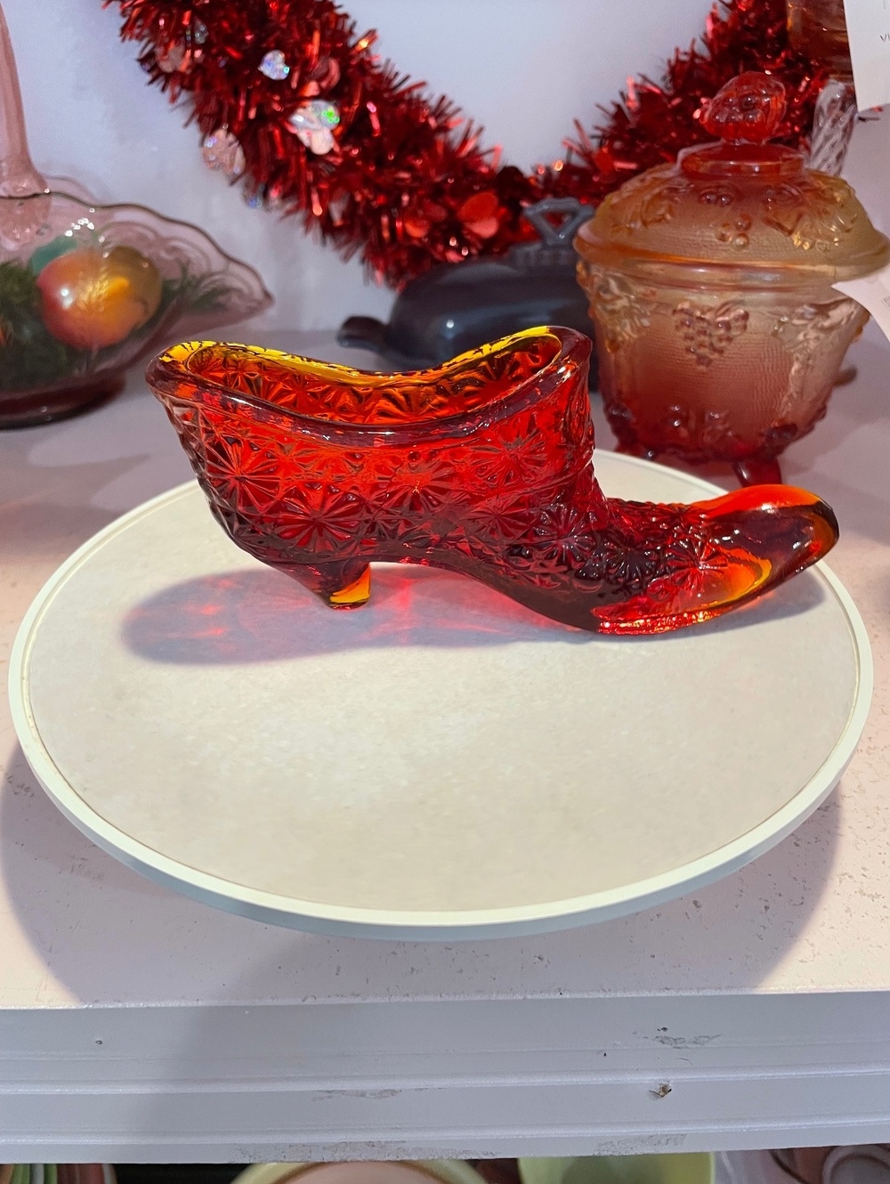 Kanawha Ruby Red Glass Boot UV Reactive Cadmium Glow